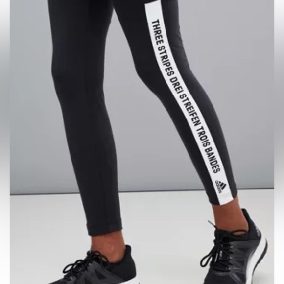 ADIDAS Training Brand With Three Stripes Slogan
Leggings In Black - Picture 1 of 9